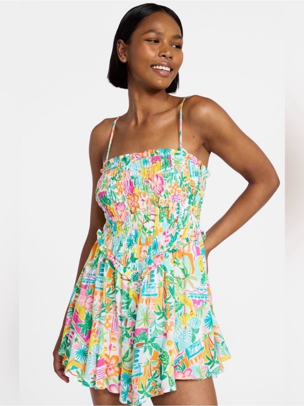 (489)No Boundaries Smocked Romper